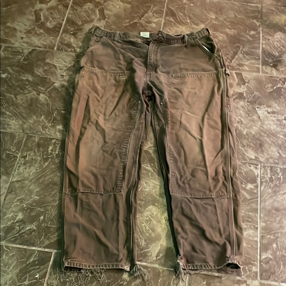 Men's Brown Carhartt double kneed baggy pants
